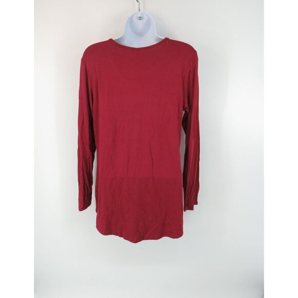 LONGYUAN Red Baby Doll Long Sleeve Tunic Top Size L NWT - Picture 3 of 4